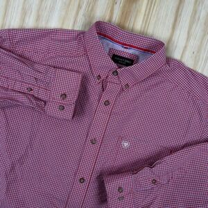 Ariat Pro Series Mens Red Plaid  Plaid Long Sleeve Button Shirt XL Performance